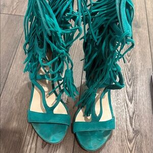 Guess Teal Fringe Sandals